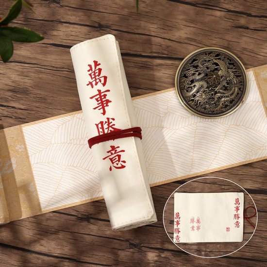 Wrap 26 Kleuren Grote Capaciteit Chinese Stijl Stoffen Rolgordijn Etui-Smoothly — afbeelding 5