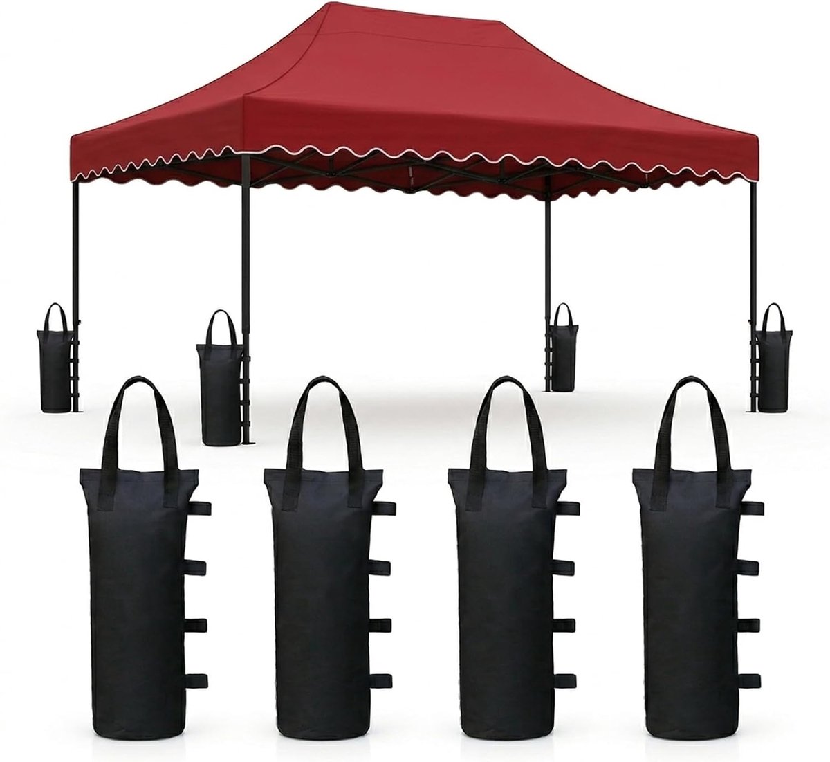 Zandzakken voor paviljoen, zandzakken om te verzwaren, 4 stuks zandzakken om te vullen, paviljoengewichten, verzwaarde zand, 600D Oxford-stof, gewichten voor tuin, strand, tent