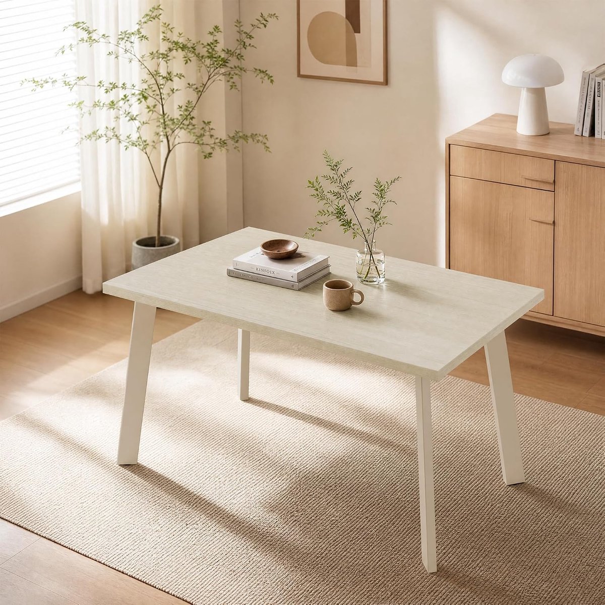 Uitschuifbare tafel uit één stuk, houtnerf, matte poten