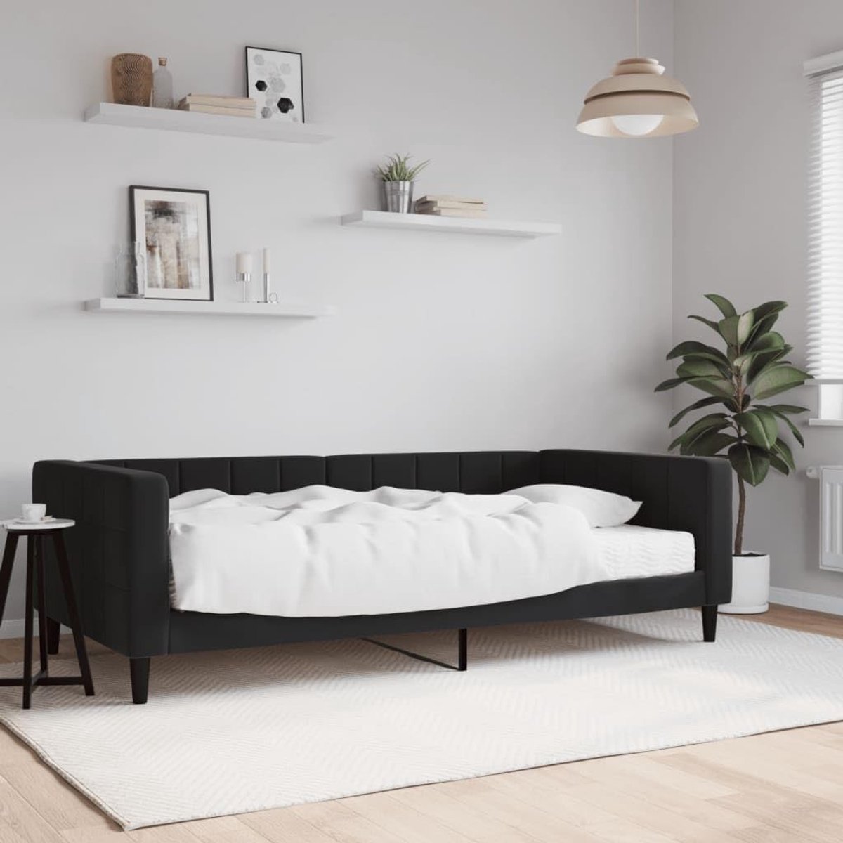 2 in 1 fluwelen slaapbank bank bed 100x200 cm zwart