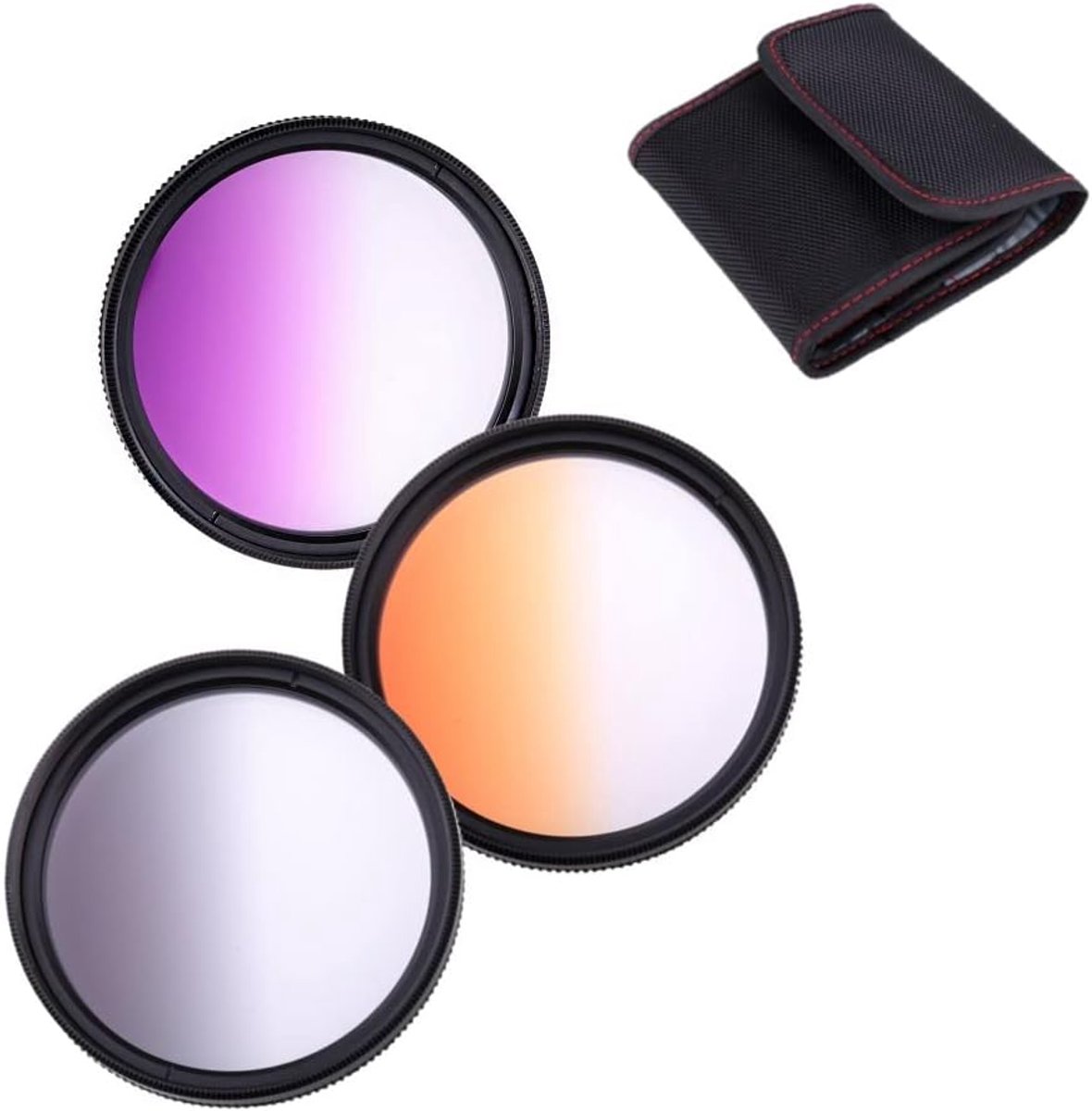 Afgestudeerde Kleurfilters 58mm Oranje Paars Grijs Afgestudeerde Filters Set Voor Canon MP-E 65mm f/2.8 1-5x Macro Fotolens, Voor Canon TS-E 90mm f/2.8 Tilt-Shift Lens