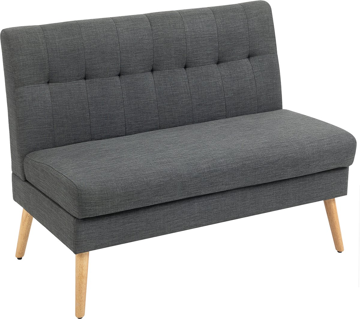 Homona 2-zitsbank - Met getufte rugleuning - 118 x 68 x 90 cm - Donkergrijs
