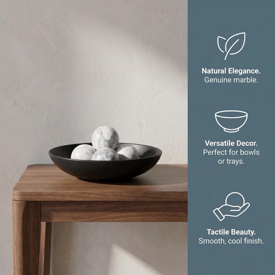 4 Stuks Delige Decoratieve Marmeren Look Stenen Ballen Natuurlijke Patroon Sferen voor Kommen Vazen Tafeldecoratie Multifunctionele Vuller voor Moderne Landelijke Woonstijlen — afbeelding 2