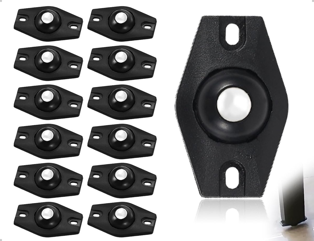 Set van 12 Zelfklevende Mini Meubelrollen, 360° Draaiend, Ideaal voor Keuken, Opberging en Creatieve Projecten