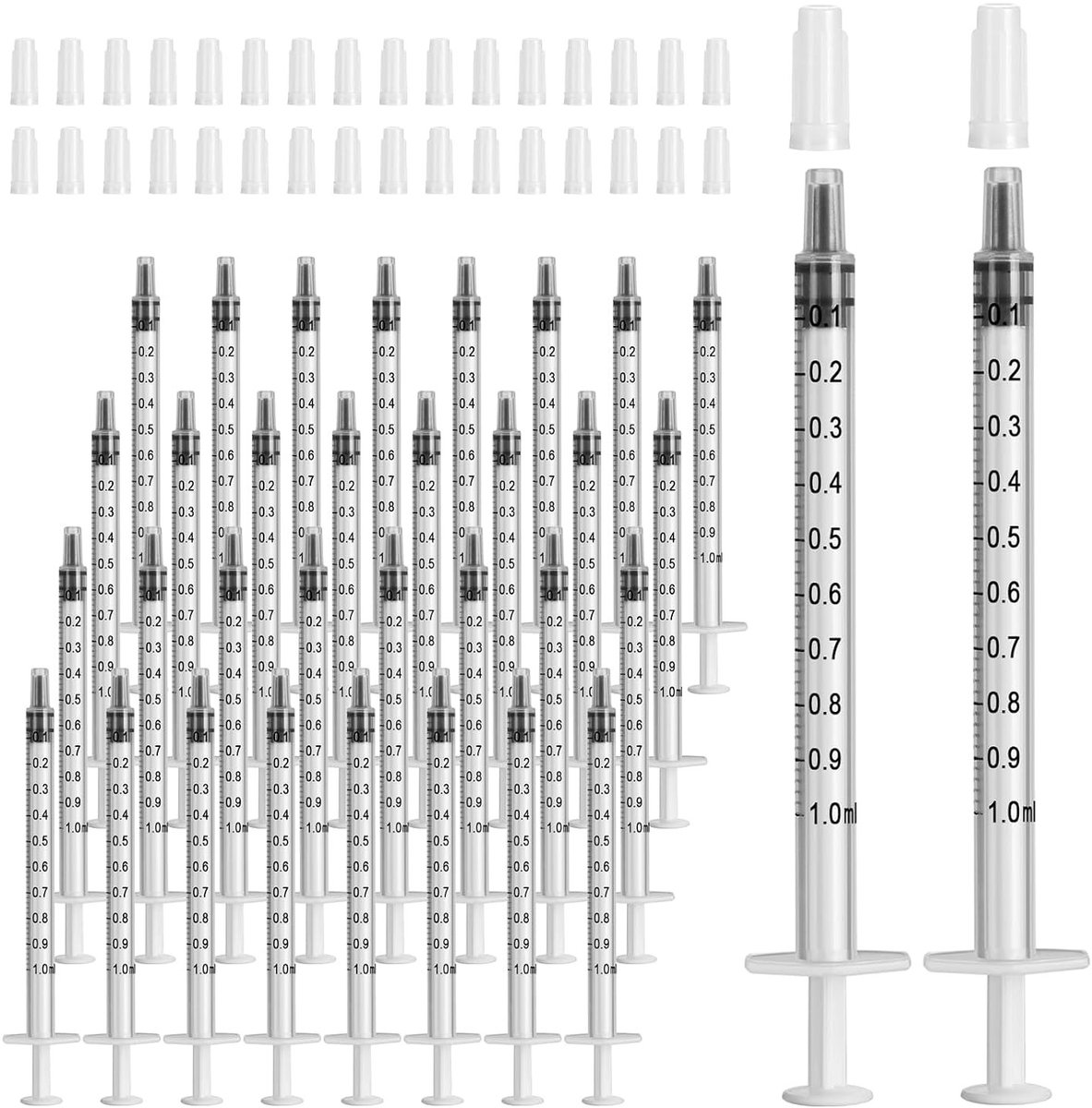 100 Stuks 1ml Wegwerp Spuit zonder Naald voor Colostrum Verzameling, Laboratorium, Plantenirrigatie en Dierenvoeding
