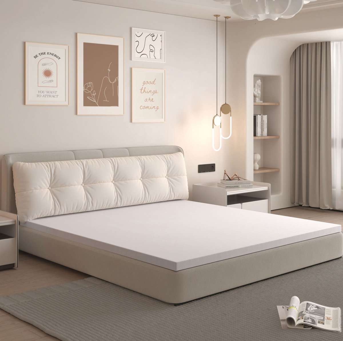 MODFU - Matras - H3 - Afneembare Tijk - Wasbaar - Wit - 160 X 200 X 5 Cm