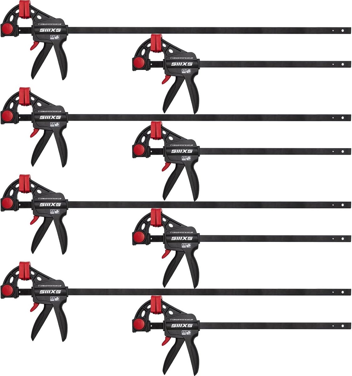 Professionele Staafklemmen - Zwart - 152mm en 304mm - Quick-Release Ratcheting F-klemmen - Voor Houtbewerking