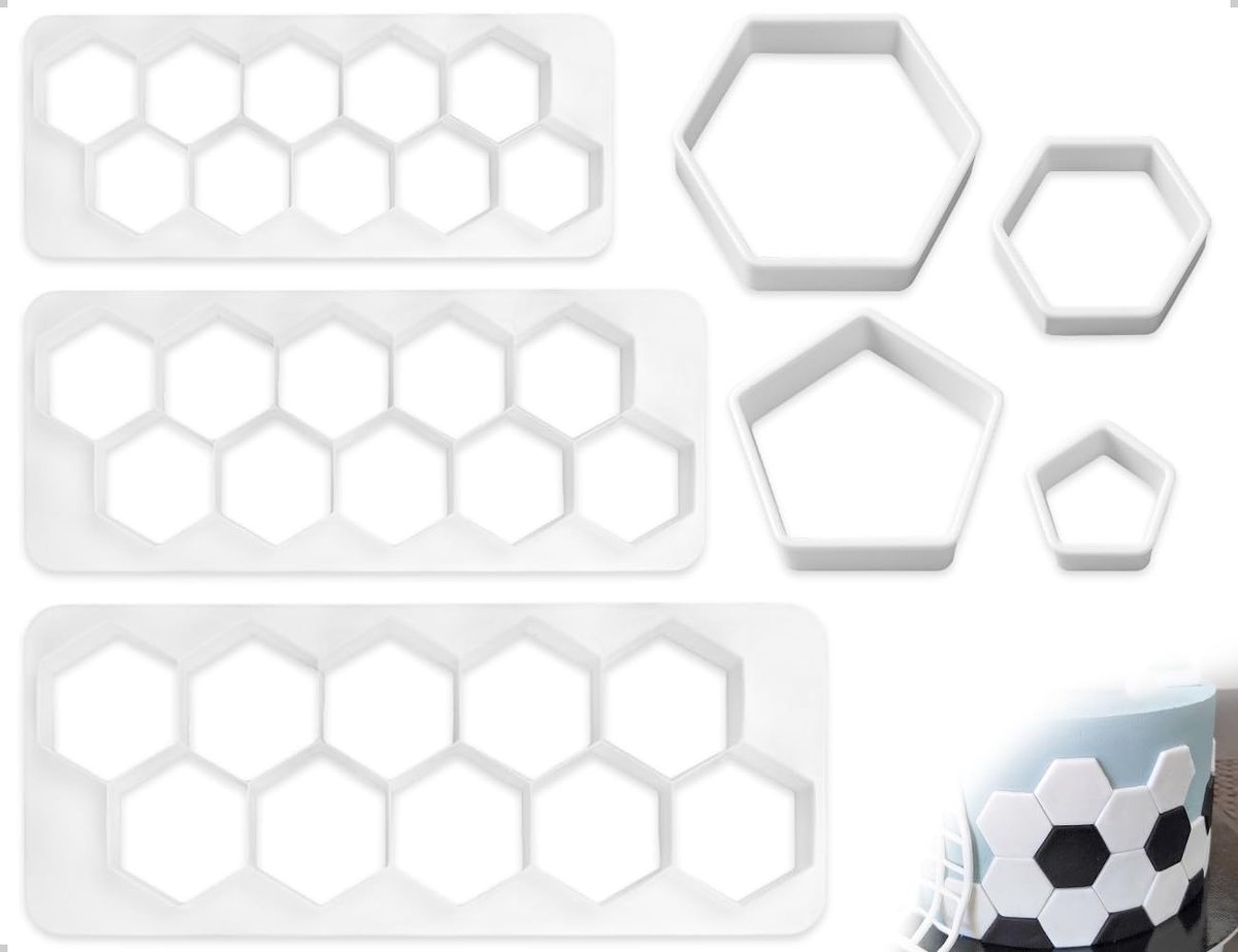 Geometrische Voetbalvormpjes voor Fondant en Chocolade - Perfect voor Taarten, Desserts en Creatieve Knutselprojecten