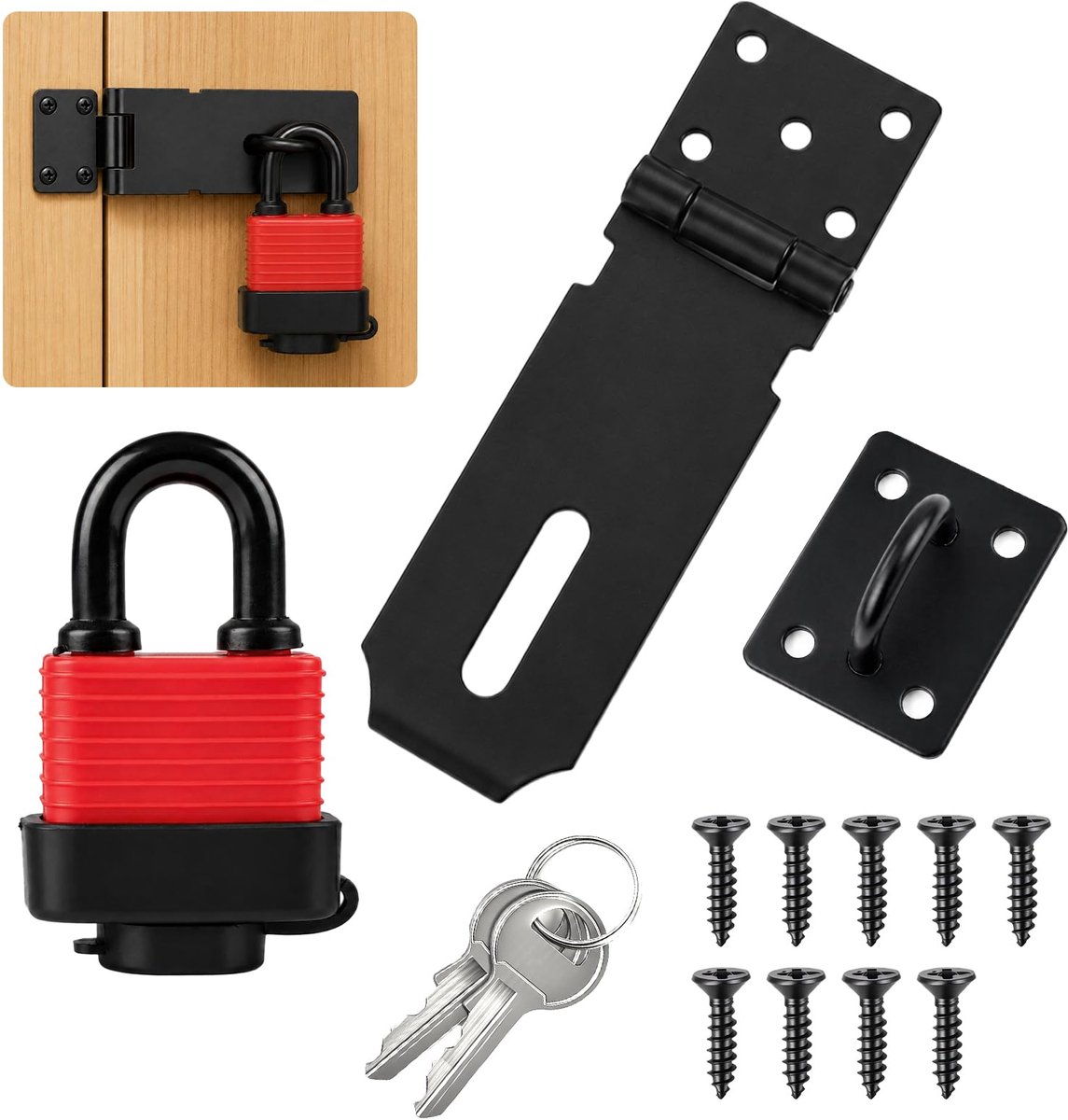 13-delige Hangslotgrendel - Roestvrij staal - 4 inch (10.2 cm)