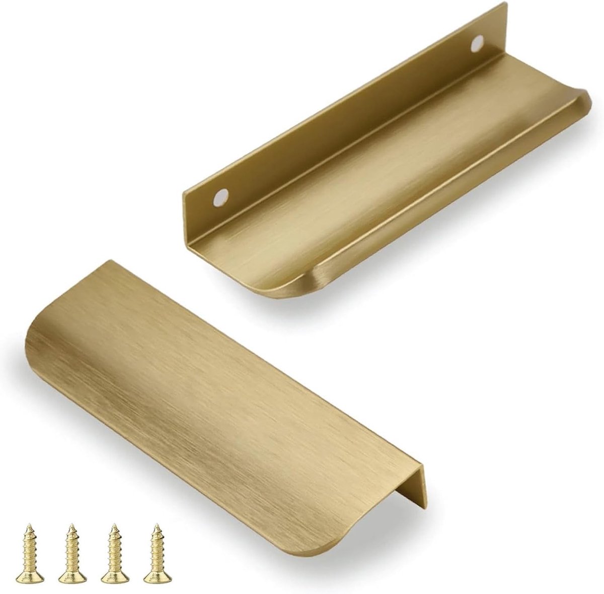 Verborgen Meubelgrepen in Goud - 2 Stuks Curved Deurgrepen 150mm voor Keukenkasten en Kledingkasten, Modern Aluminium voor Badkamer en Woonkamer