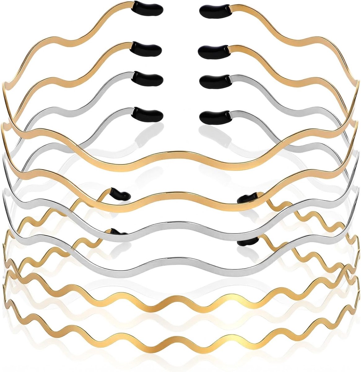 Set van 6 Metalen Golvende Haarbanden - Elastische Haaraccessoires voor Diverse Haarstijlen