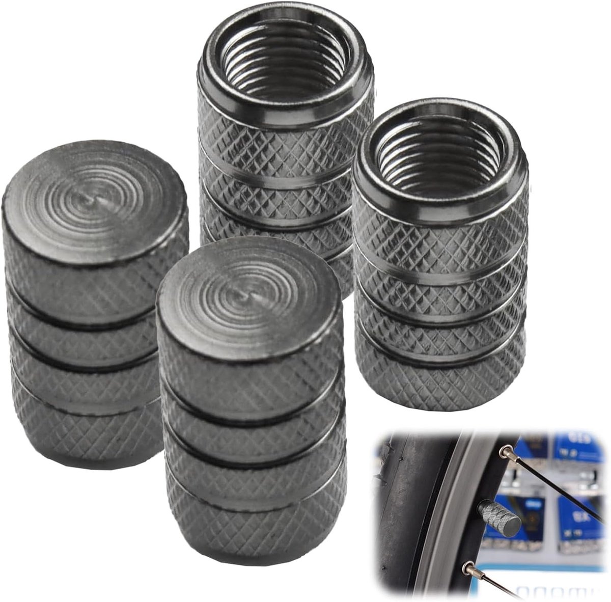 Set van 4 Aluminium Ventieldoppen voor Auto, Fiets, SUV en Motor - Duurzaam en Stijlvol Accessoire voor Banden