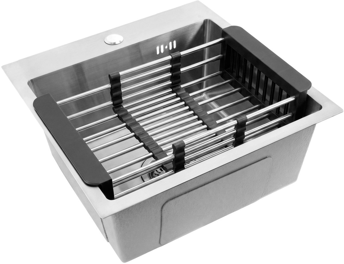 Rea - Stalen Spoelbak Met Accessoireset 3-delig Leo 40 Brush Nickel Grijze accessoires