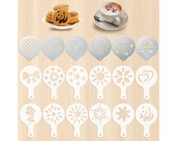 Herbruikbare koffiestencils voor cappuccino en latte art - 18 stuks voor creatieve decoraties