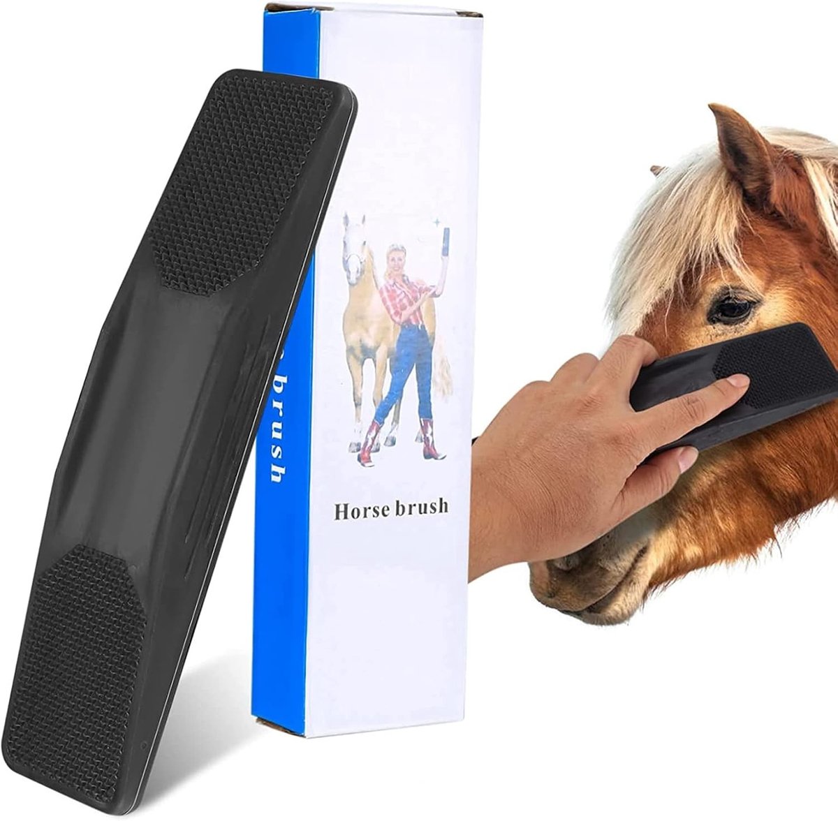 Multifunctionele 6-in-1 Paardenborstel, Massagekam voor Paarden, Verzorgingsborstel en Wortelborstel voor Dieren