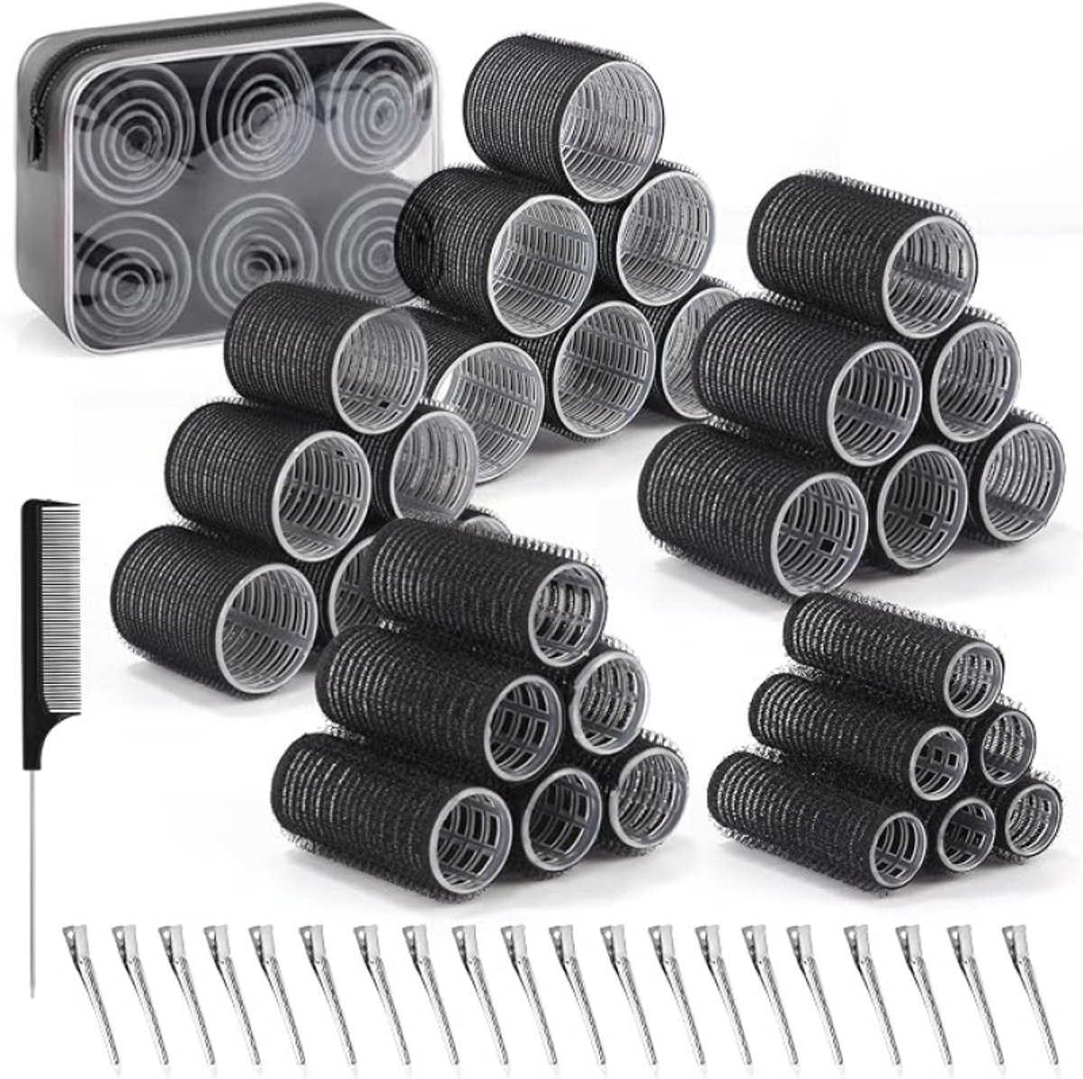 Krulspelden Set 52-delig – Zelfklevende Haarrollers met Klemmen voor Alle Haarlengtes