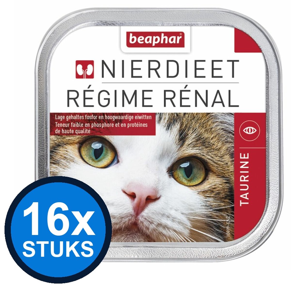 16x Beaphar Nierdieet Kat Taurine - Kattenvoer Nat Kuipje - 100g