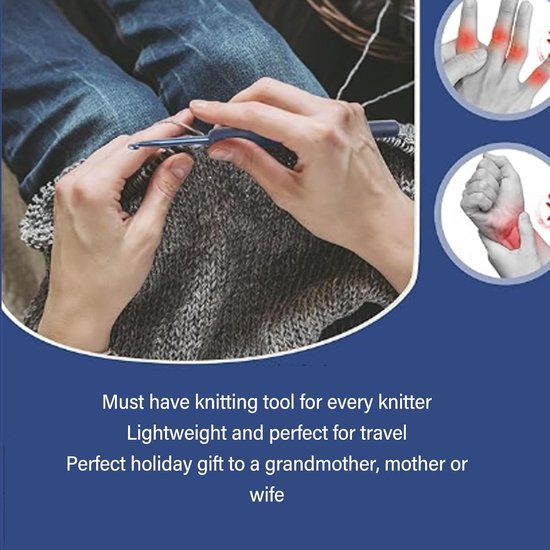 Ergonomische Haaknaalden Set van 9 Maten (2-6mm) met Zachte Handvatten voor Comfortabel Breien en Haken — afbeelding 5