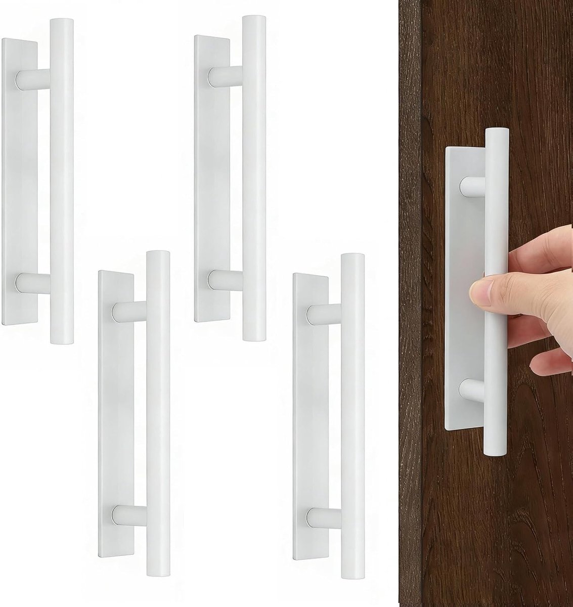 Set van 4 Zelfklevende Witte Meubelhandgrepen voor Keuken, Kast en Deur - Geen Boren Nodig, Ideaal voor Buiten en Binnengebruik