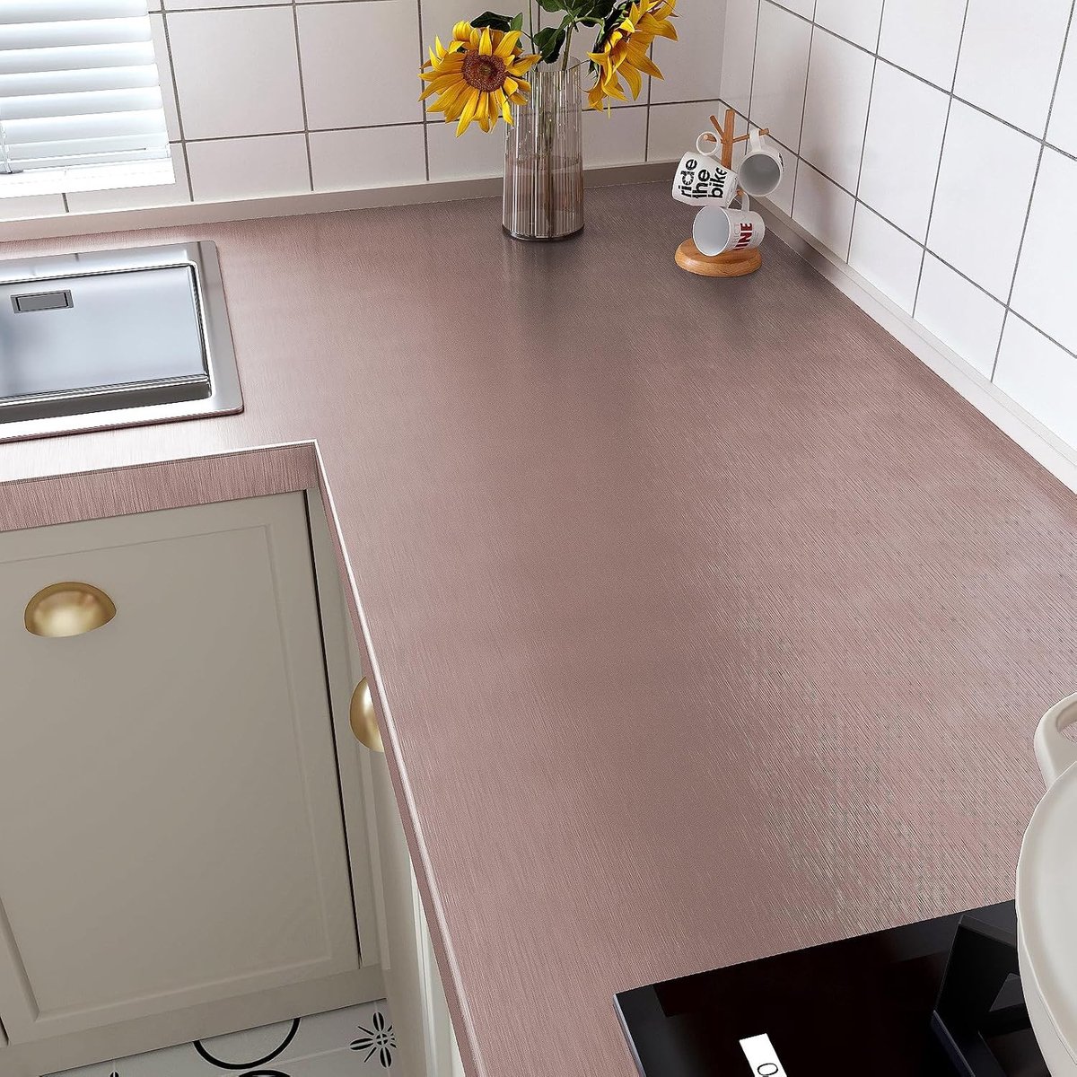 Roze Gouden Metallic Effect Behang 40cmx200cm - Verwijderbaar Contactpapier voor Keuken, Werkbladen en Apparaten - Plakfolie voor Kasten en Koelkasten