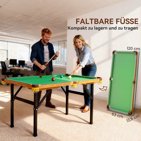 SPORTNOW Pool Table MDF, Polyester 120L x 63B x 73,5H cm Groen — afbeelding 5