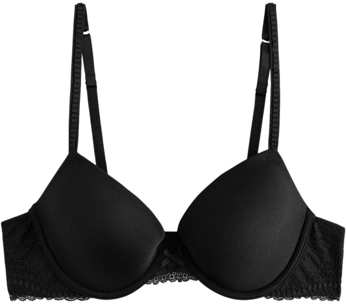 Next Dames - A-E Licht gewatteerde plunge-bh met gladmakende cups en kanten zijkanten - Zwart