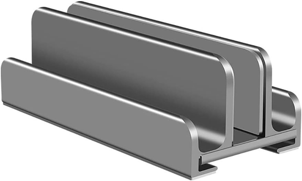Verstelbare Laptopstandaard - Dubbele 3 Slots Laptophouder voor Laptops tot 17,3 Inch - Stevige Aluminium en Siliconen, Verstelbare Breedte voor Thuis en Kantoor
