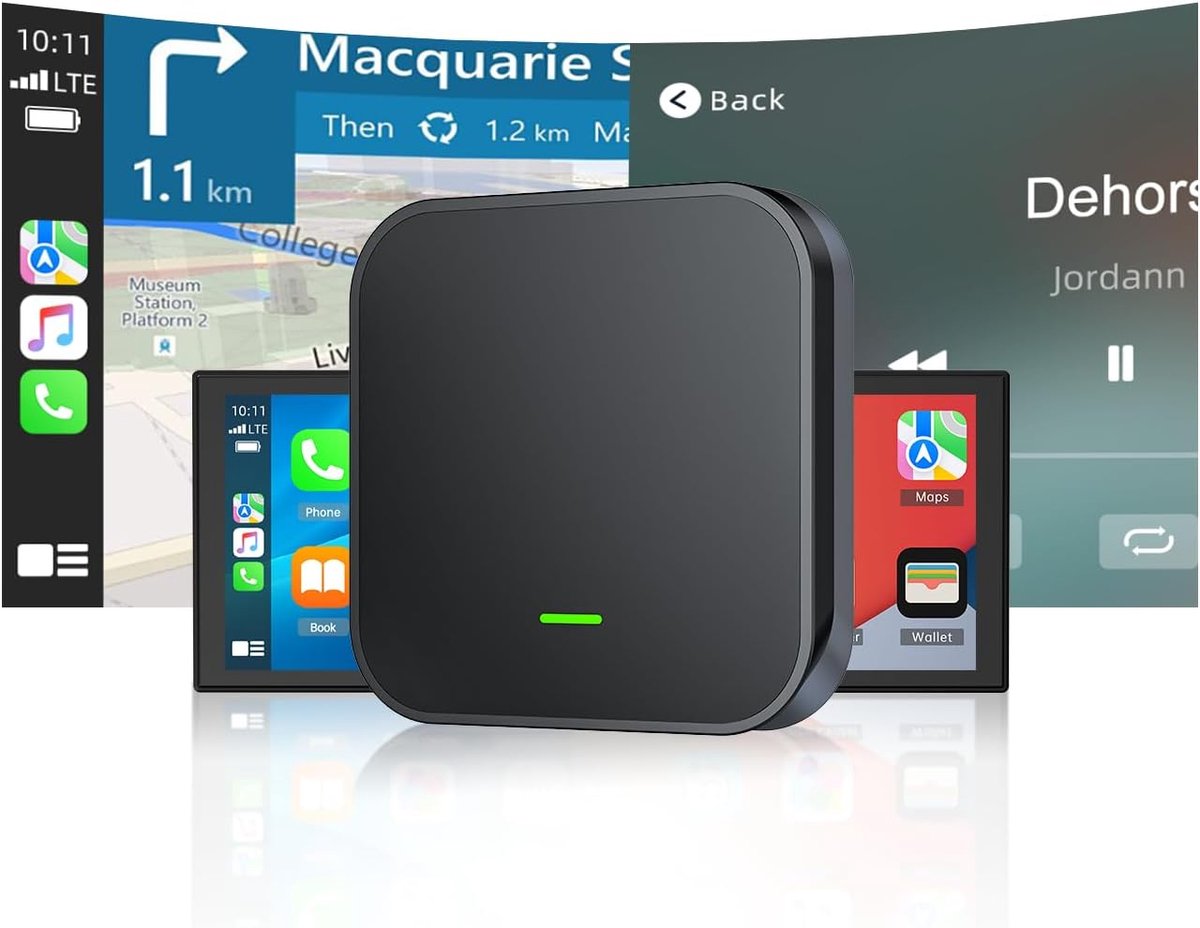 Draadloze CarPlay-adapter geschikt voor A-pple CarPlay & Android Auto, CarPlay-dongle draadloos Snelle conversie van bekabeld naar draadloos, 5GHz WiFi geschikt voor iOS 10+ Android 11+ (auto's