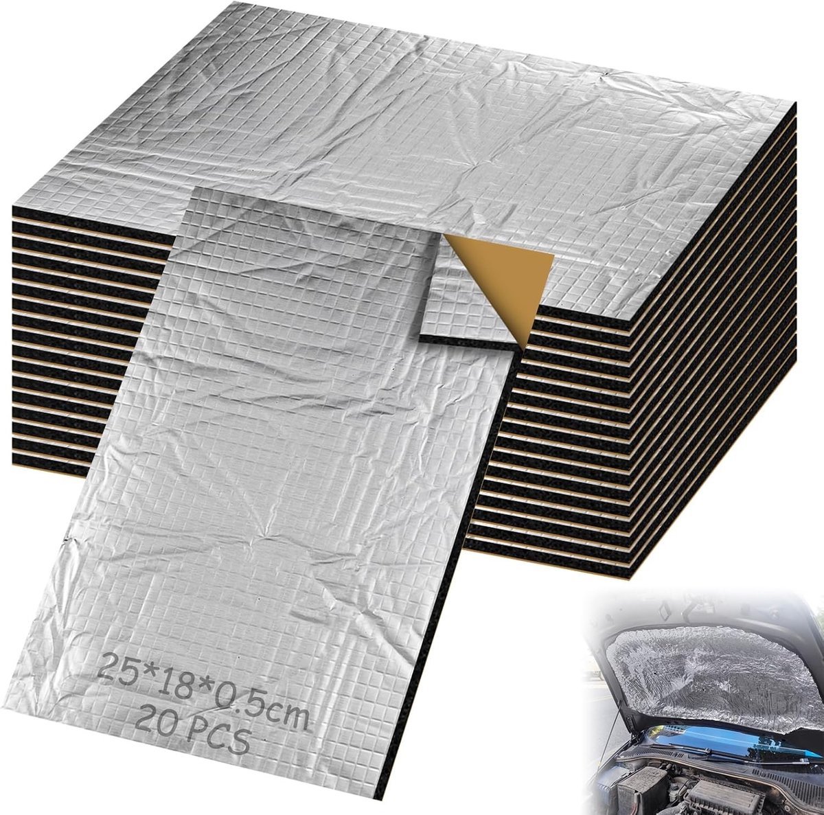 Set van 20 zelfklevende isolatiematten van 5 mm, geluiddemping, antivibratie en thermische isolatie