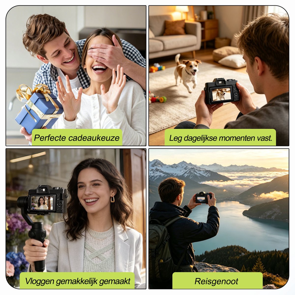 NBD S100 Digitale Camera - 4K - 64MP - Optische Zoeker - WiFi - 180° Draaibaar Scherm - 16X Digitale Zoom - Fotocamera voor Dagelijks Gebruik - Zwart thumbnail 5