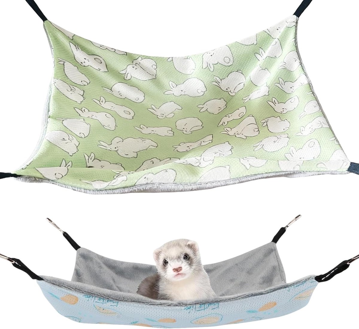 Hammock voor Cavia's en Hamsters - Set van 2 in Groen en Blauw voor Comfort en Speelplezier