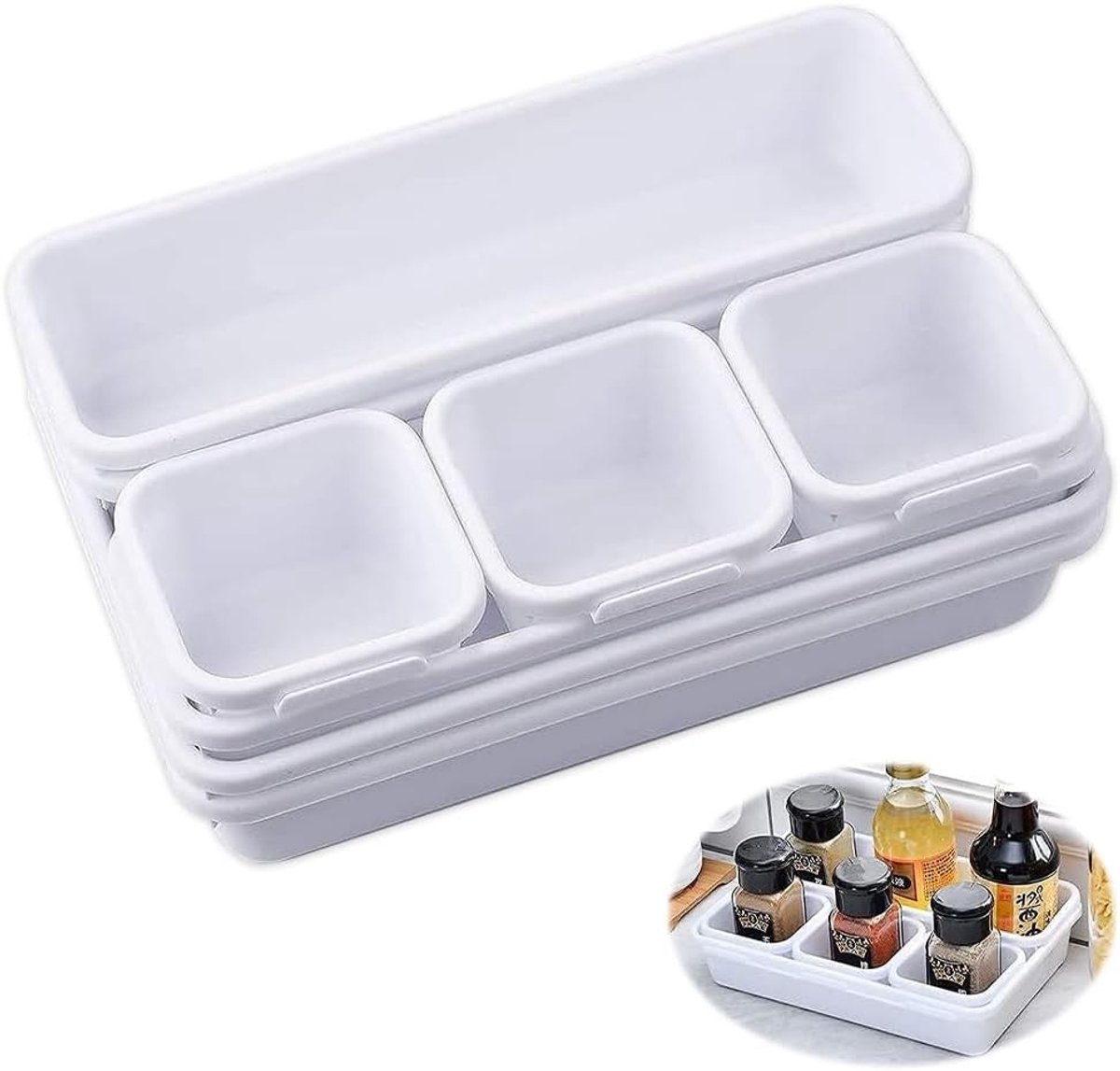 Organiser voor Lades, 8-delige Opbergset voor Make-up, Badkamer, Keuken en Kantoor - Ruimtebesparende Opbergdozen en Mandjes