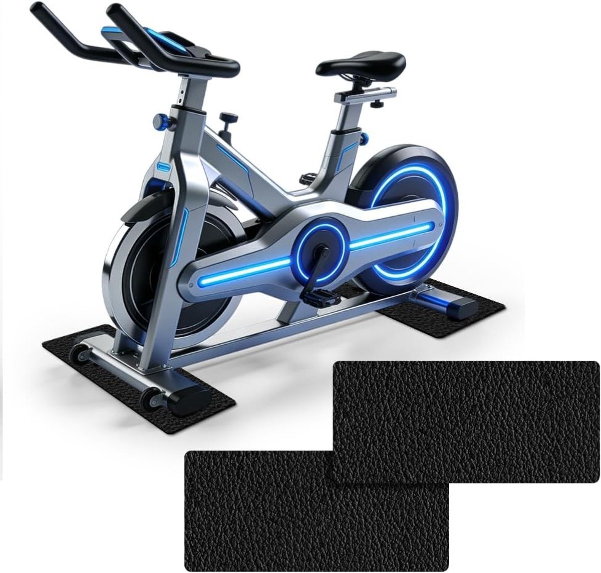 Set van 2 Vloerbeschermingsmatten voor Fitnessapparatuur, Duurzaam PVC, 70 x 28 cm, Antislip, Geluidsdempend, Onderhoudsvriendelijk