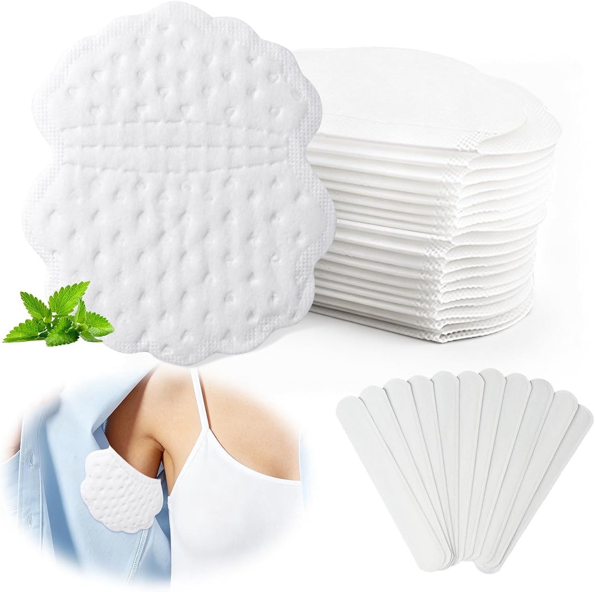 Set van 30 zweetpads met 20 onderarm- en 10 kraagpads, onzichtbare en ademende plakkers voor mannen en vrouwen, huidvriendelijk tegen zweetvlekken en kledingbescherming