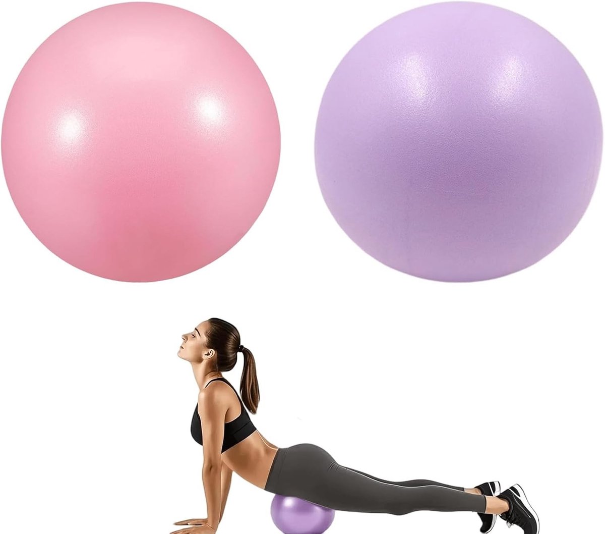 Set van 2 Mini Pilates Ballen van 25 cm voor Yoga, Fitness en Balansoefeningen met Pomp