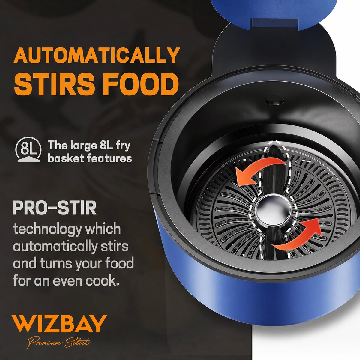 WizBay Premium Select Visual Airfryer met Glazen Inkijk 8L - afbeelding 2