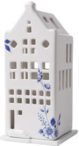 Heinen Delfts Blauw - Waxinelichthouder huis - tuitgevel - Delfts blauw - 17 cm