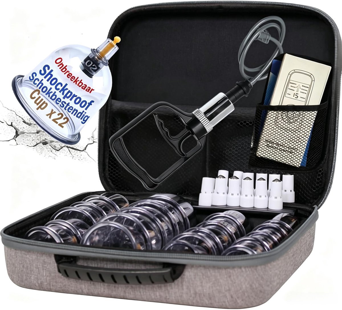 OBLITOP Cupping-therapieset 22 kopjes, groot formaat V2.0 voor vrouwen en mannen, vacuümbeker voor lichaamsspier - ShopVlot