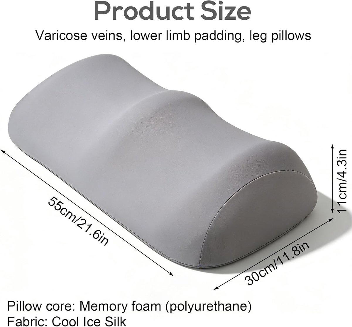 Wigkussen bed - Lichtgrijs - Ergonomisch Memory Schuim - Ondersteuning voor Knieën, Benen en Taille
