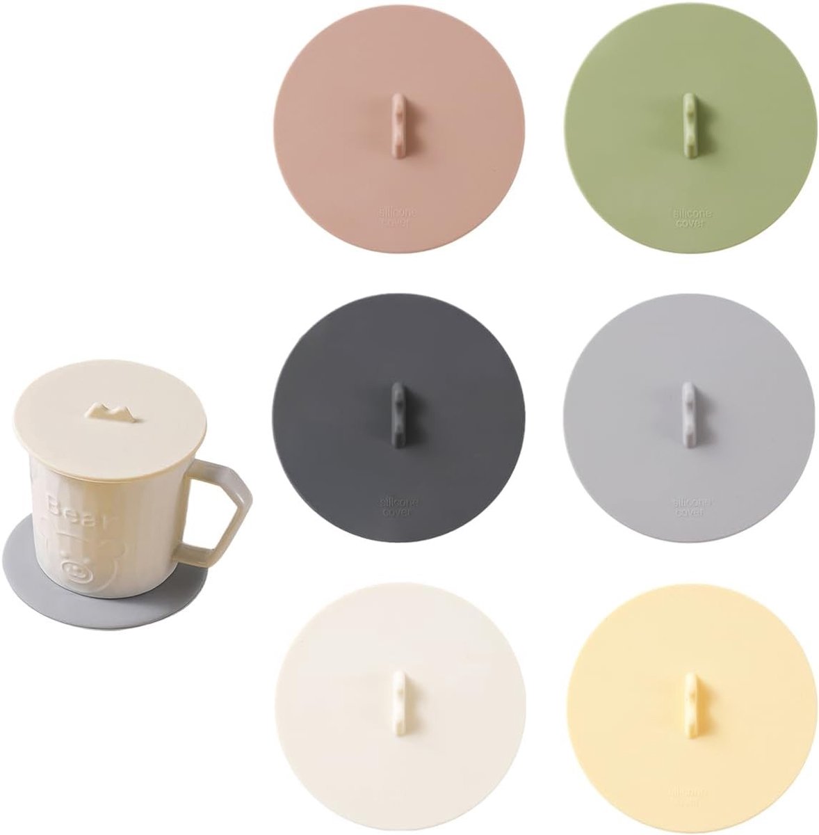 Herbruikbare Silicoen Dekselset voor Bekers - 6 Stuks, 10 cm, Ideaal als Stofdeksel en Voedselbescherming