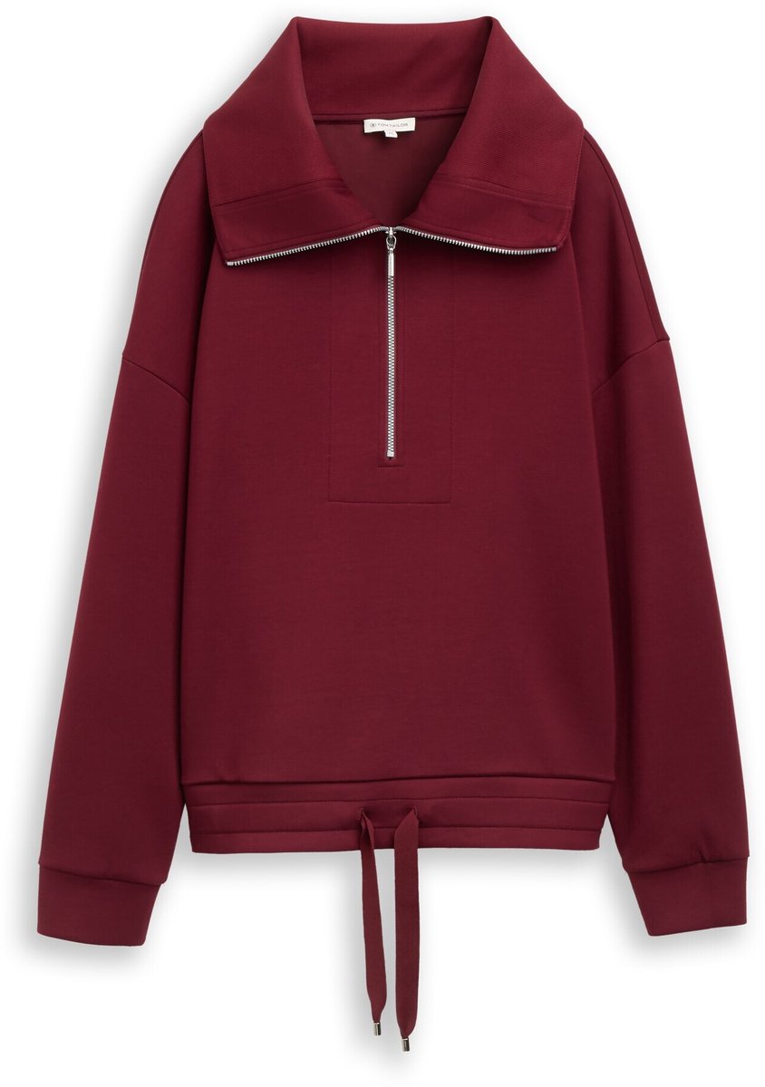 Tom Tailor - Troyer-sweatshirt van scuba - Maat XXL - Preppy Plum