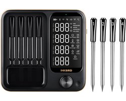 INKBIRD INT-14-BW LUXE Draadloze Vleesthermometer met 4 Sondes voor Oven, Keuken,Barbecue,WiFi Bluetooth BBQ Thermometer met APP,Waterdicht, 2025 mode