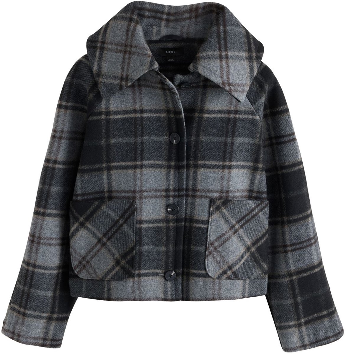 Next - Dames - Geruit cropped jack met kraag - Grijs