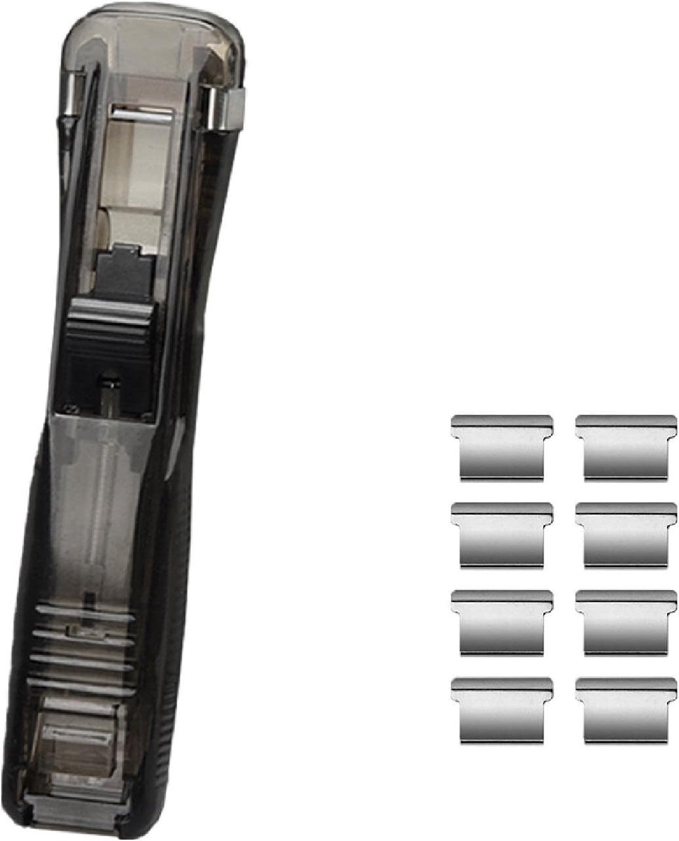 Duurzame Paper Stapler met 8 Herbruikbare Clips, Ideaal voor Kantoor, Thuis en School Documentenbeheer