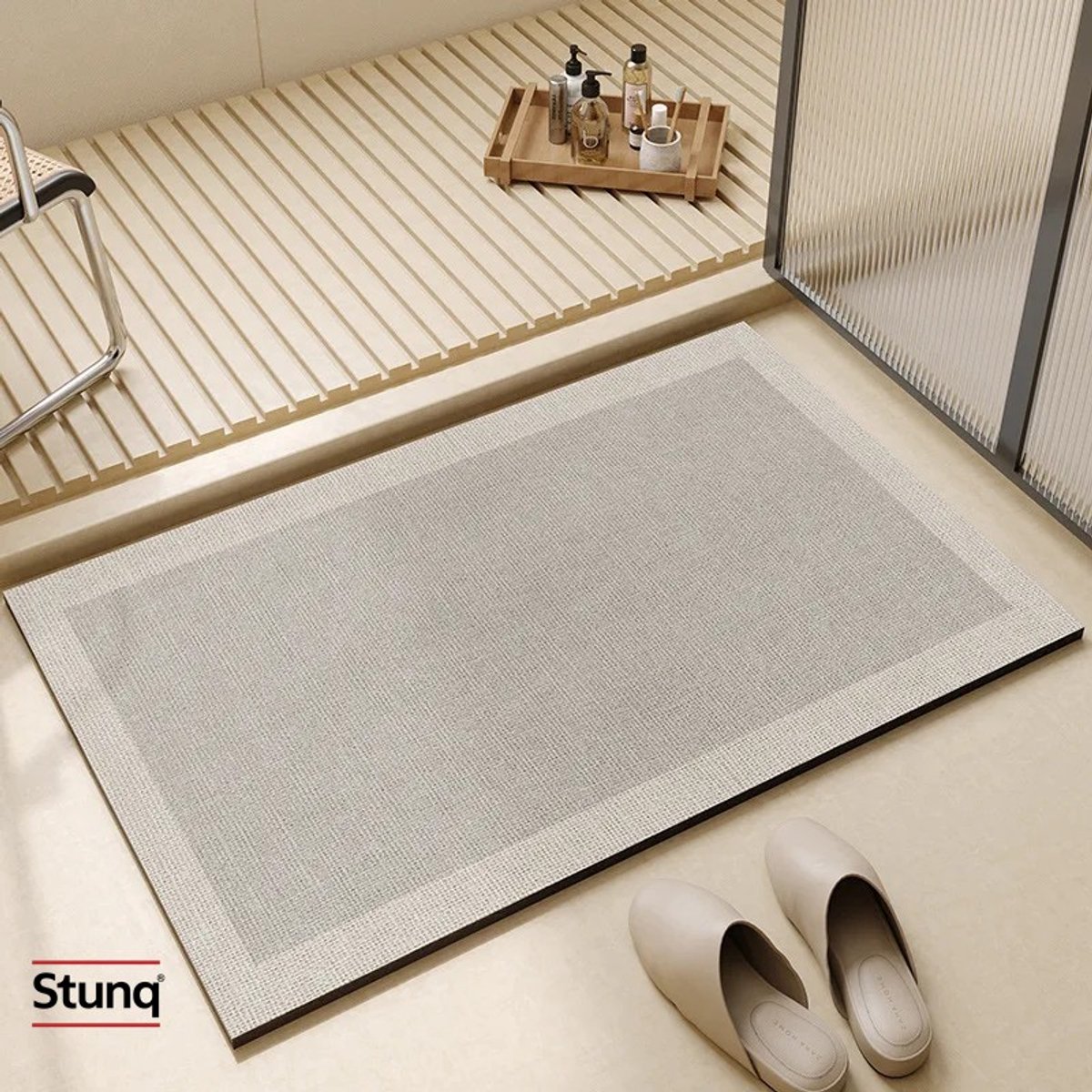 Stunq® Superabsorberende badmat met antislip rubberen bodem – Lichtgrijs, sneldrogend