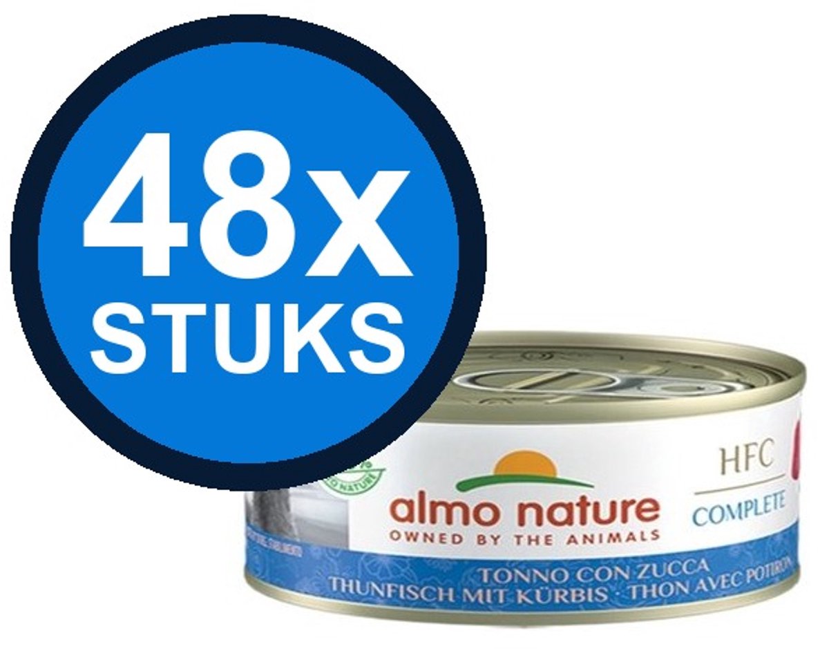 48x Almo Nature HFC Complete - Tonijn & Pompoen - Graanvrij Kattenvoer - 70g