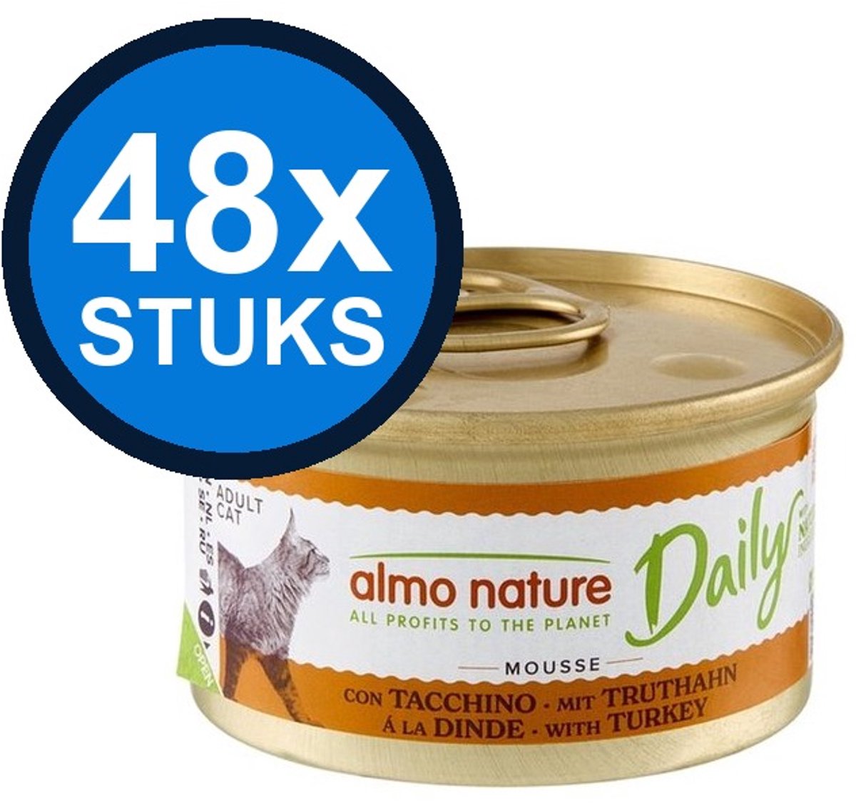 48x Almo Nature Daily Mousse - Kalkoen - Kattenvoer Natvoer - 85g