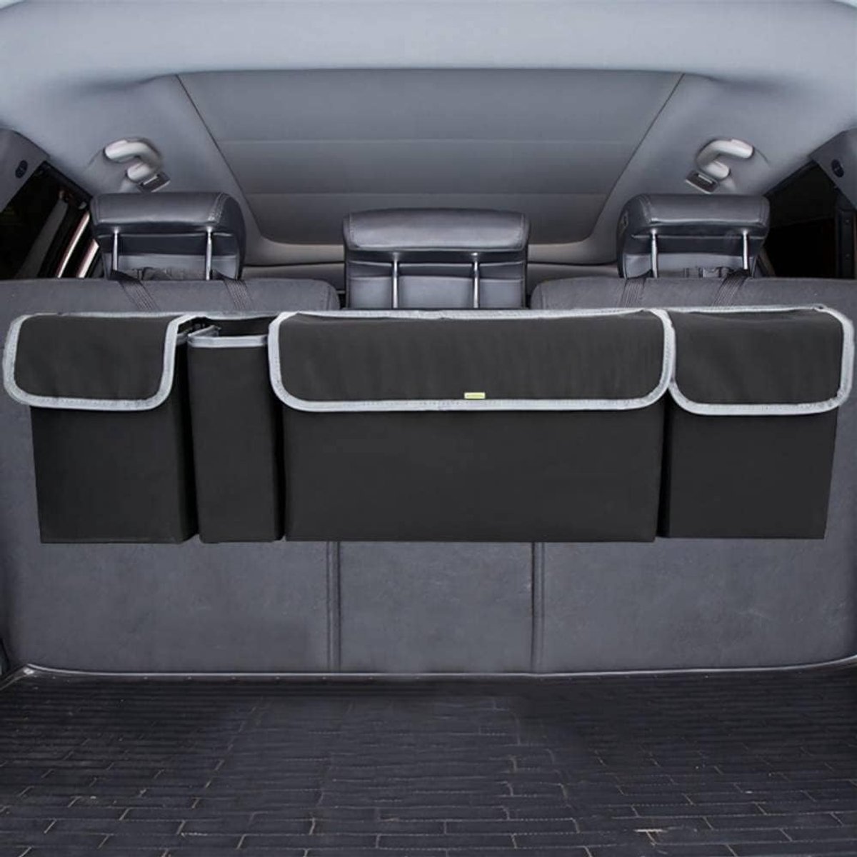 Kofferbakorganizer, 4 vakken, grote capaciteit, ophangbare opbergruimte, auto-accessoire voor auto, SUV, vrachtwagen