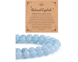 CrystalTears 8 mm Aquamarijn Kristal Kralen voor Sieraden Maken 96 stuks Ronde Healing Stone Bead Blauwe Losse - ShopVlot
