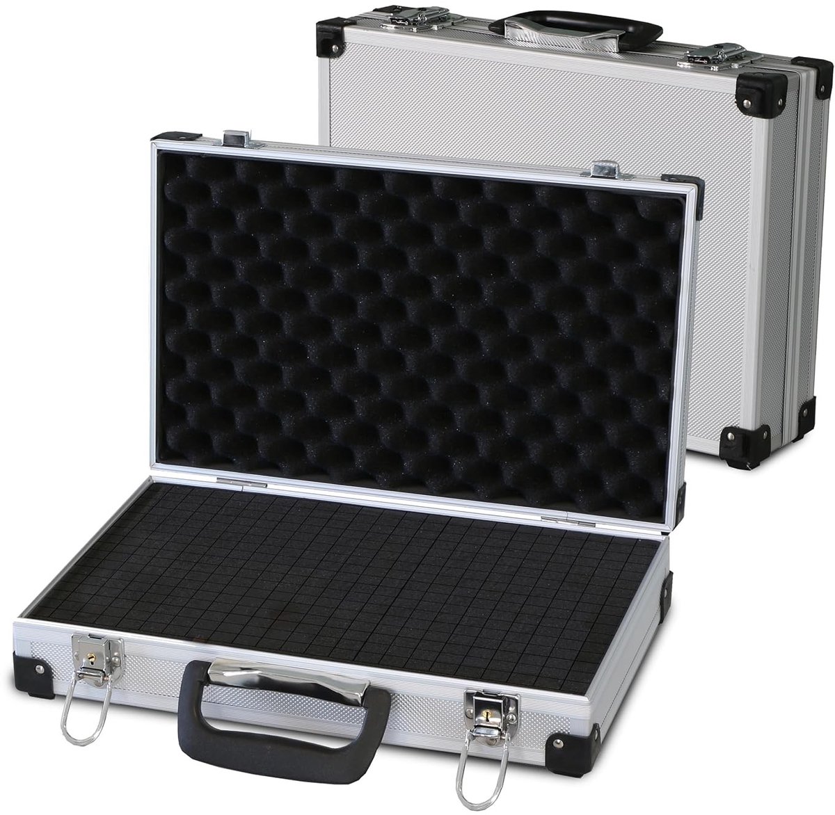 Pistoolkoffer - Zwart - 370 x 230 x 80 mm - Aluminium Draagkoffer met Schuiminleg - Universeel voor Meetinstrumenten en Gereedschap